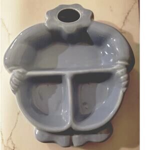 Vintage 1920's Red Wing Pottery Hankscraft Blue Clown Babys Warming Food Dish